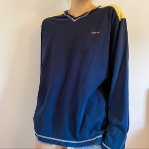 VTG 90s Tommy Hilfiger Navy Yellow Boyfriend Shirt